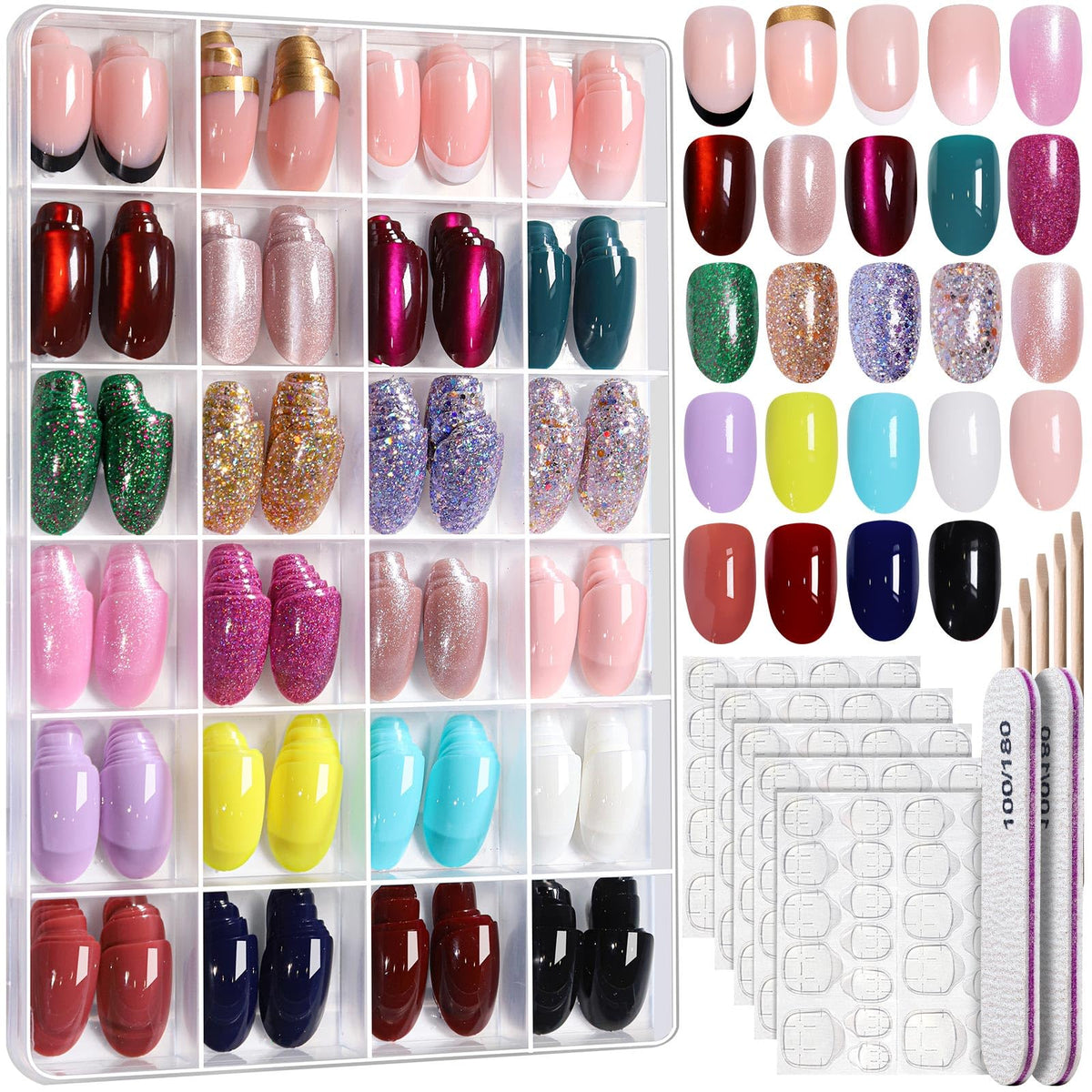 Fandamei Press on Nails Short Oval Set assorted colours front view