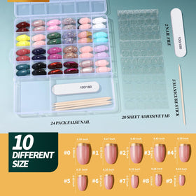 Fandamei Press on Nails Short Oval Set with cat eye effect in red
