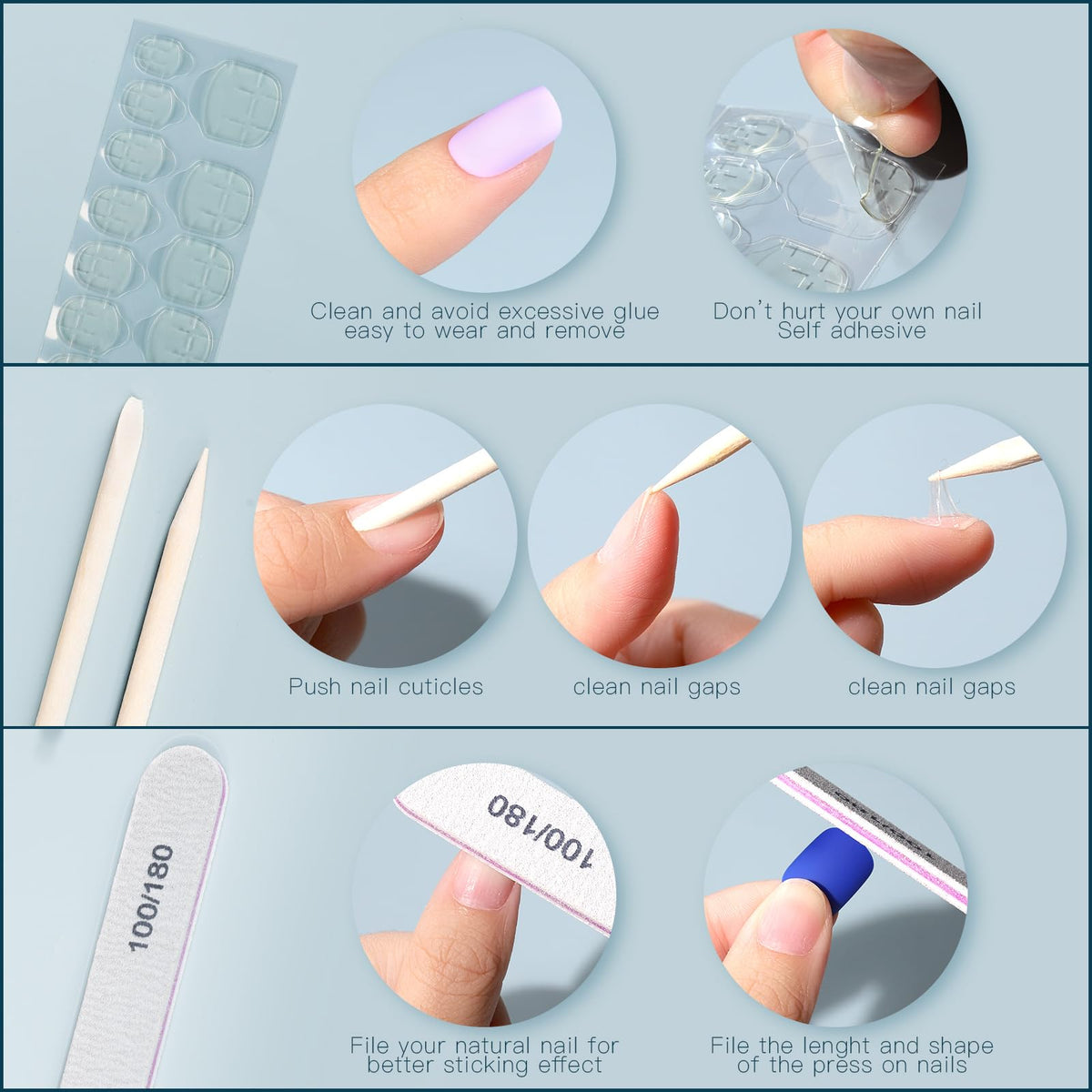 Fandamei Press on Nails short round shape overview