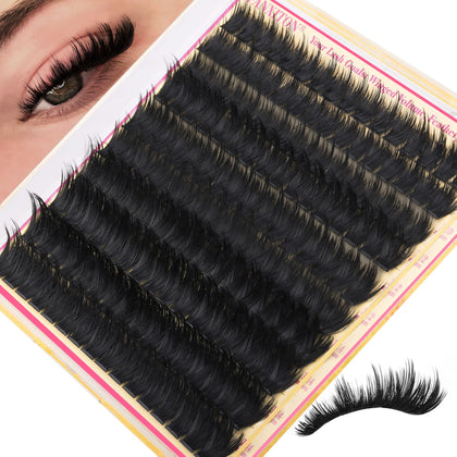 FANXITON 300D Spiky Lash Clusters front view showing 10-14mm lengths