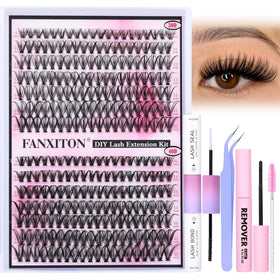 FANXITON DIY Lash Extension Kit 280 pcs with tools and clusters