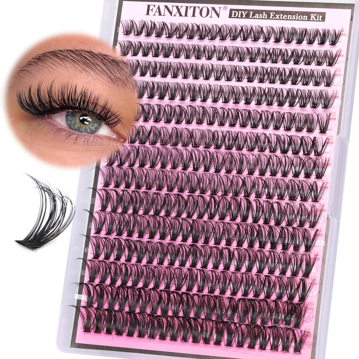 FANXITON Lash Clusters 280pcs tray with mixed length lashes