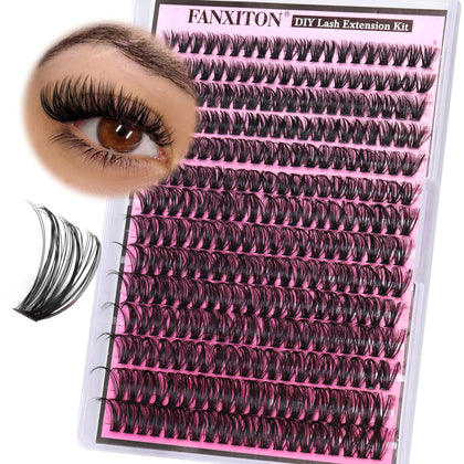 FANXITON Lash Clusters 50D D Curl 8-18mm front view