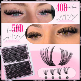 FANXITON lash clusters applied on model's eyes
