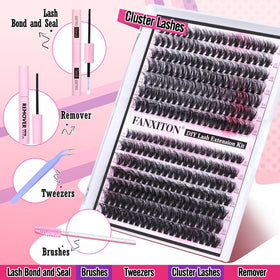 FANXITON Lash Clusters close-up showing fluffy texture