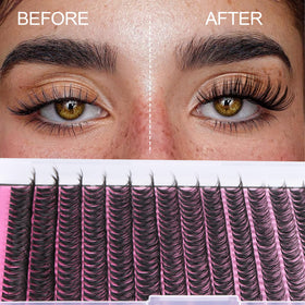 FANXITON Lash Clusters displayed in a beauty setup