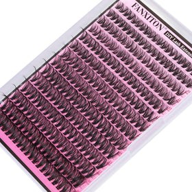 FANXITON Lash Clusters in a tray with tweezers