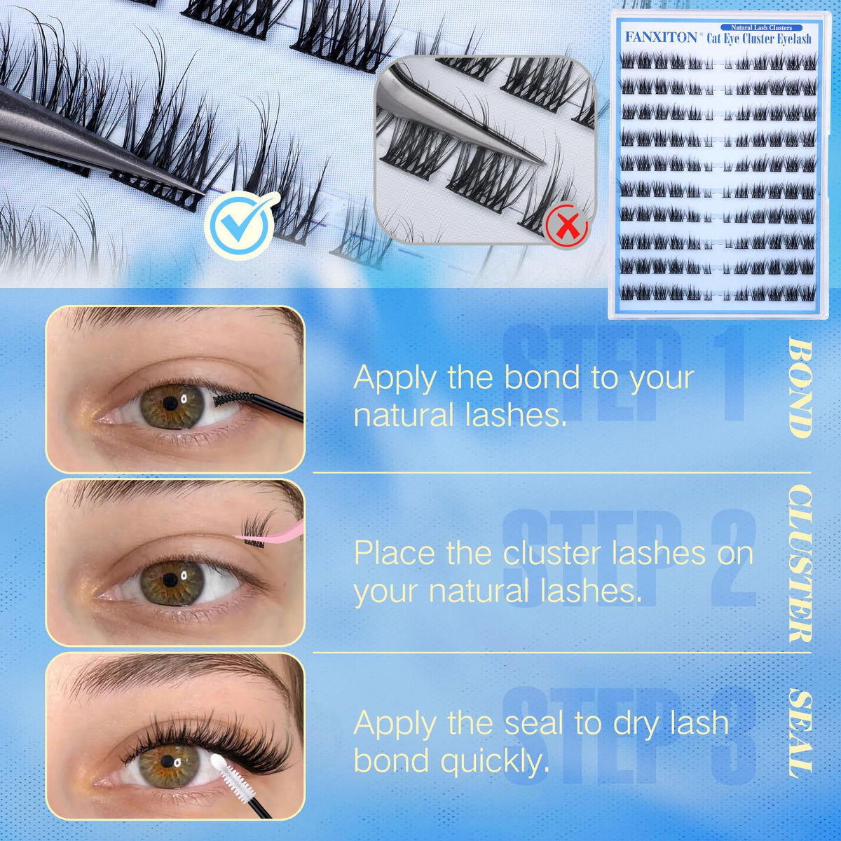 FANXITON lash clusters in packaging
