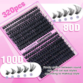 FANXITON Lash Clusters Kit 80D/100D side view displaying packaging
