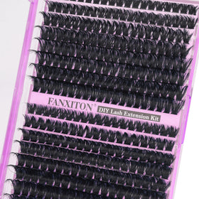 FANXITON Lash Clusters Kit with lash bond and seal in use