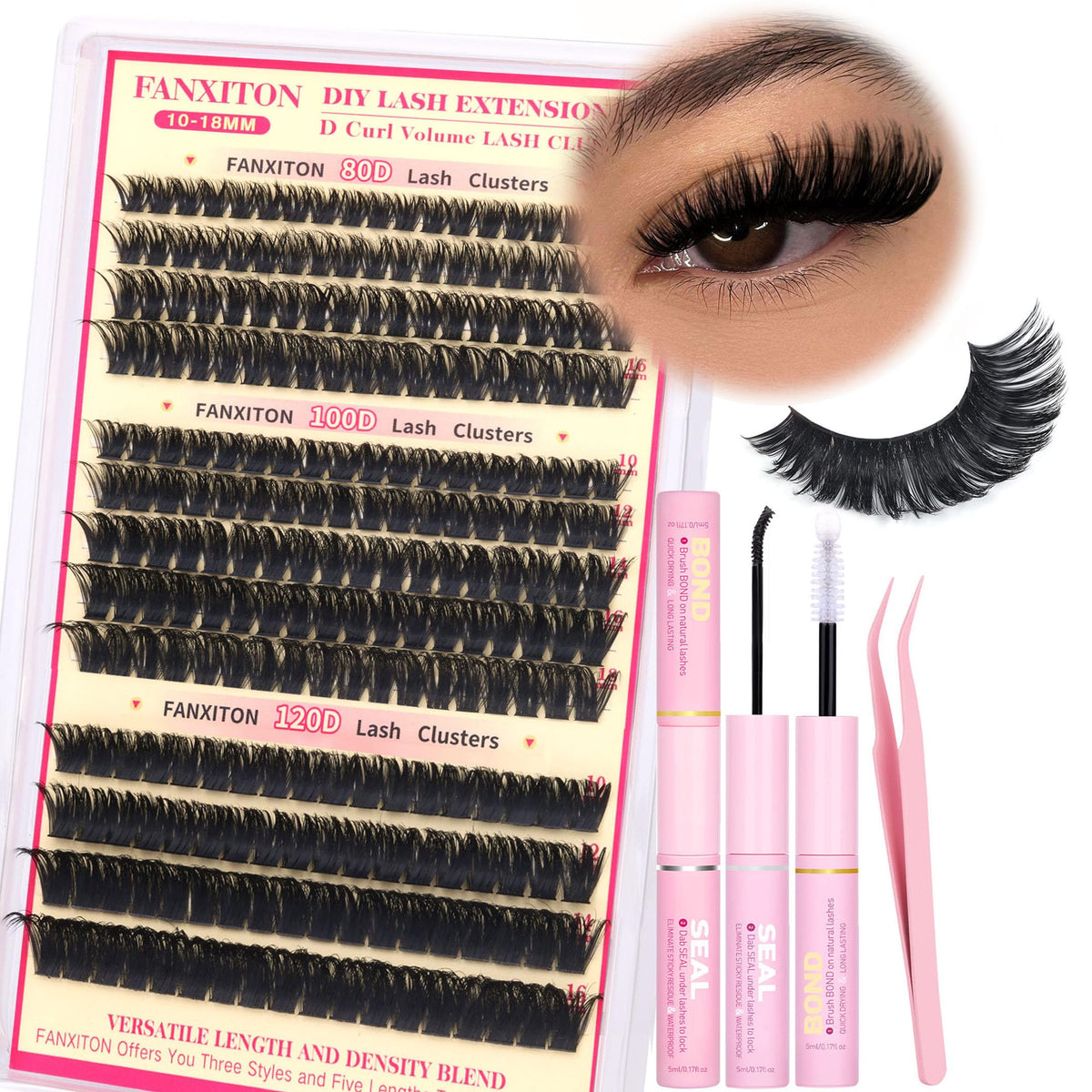 FANXITON Lash Clusters Kit with various thicknesses and lengths