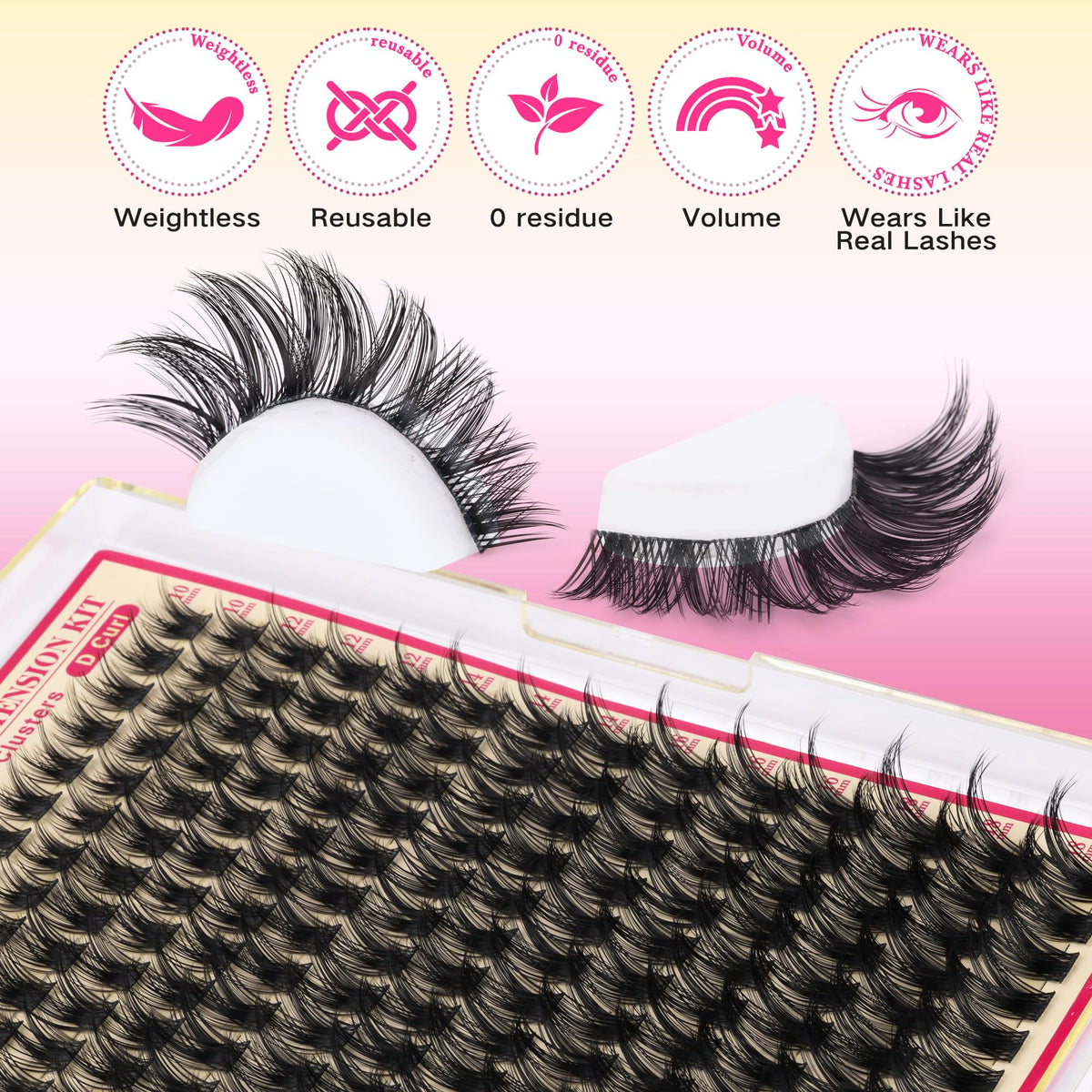 FANXITON lash clusters on a model's eyes