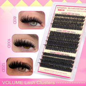FANXITON lash clusters showcasing 120D thickness