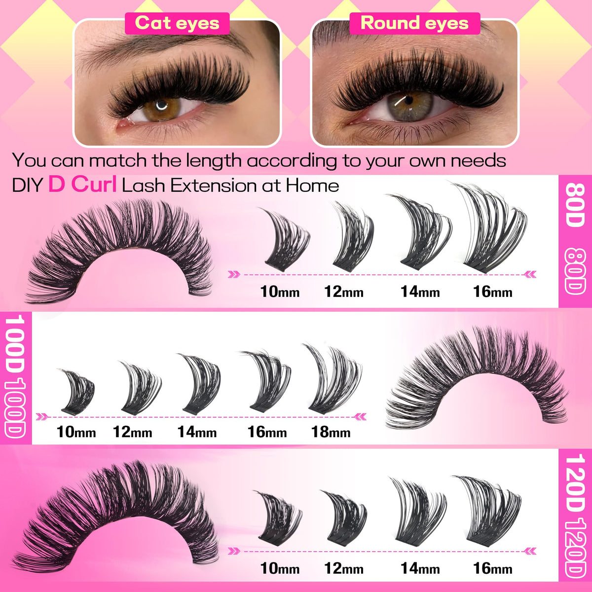 FANXITON lash clusters showcasing 80D thickness