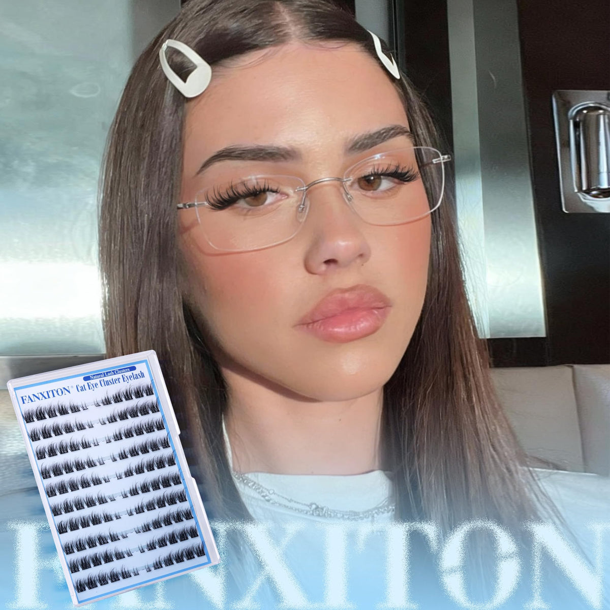 FANXITON lash clusters showing natural effect