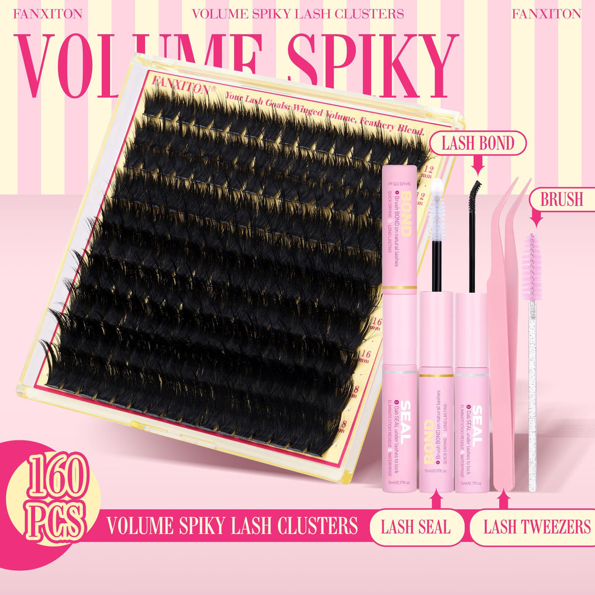 FANXITON lash clusters showing spiky design and various lengths