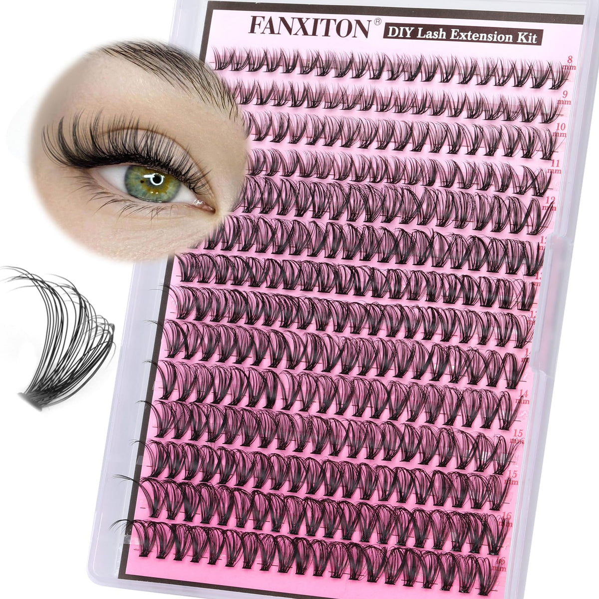 FANXITON Lash Clusters tray with 280 pcs wispy lashes