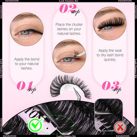 FANXITON lash clusters with flexible band detail