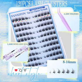 FANXITON lash clusters with transparent band and tools