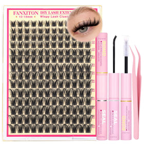 FANXITON Manga Anime Lash Clusters Kit front view with lashes and tools
