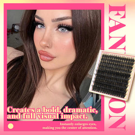 FANXITON Manga Volume Lash Clusters applied to model's eyes