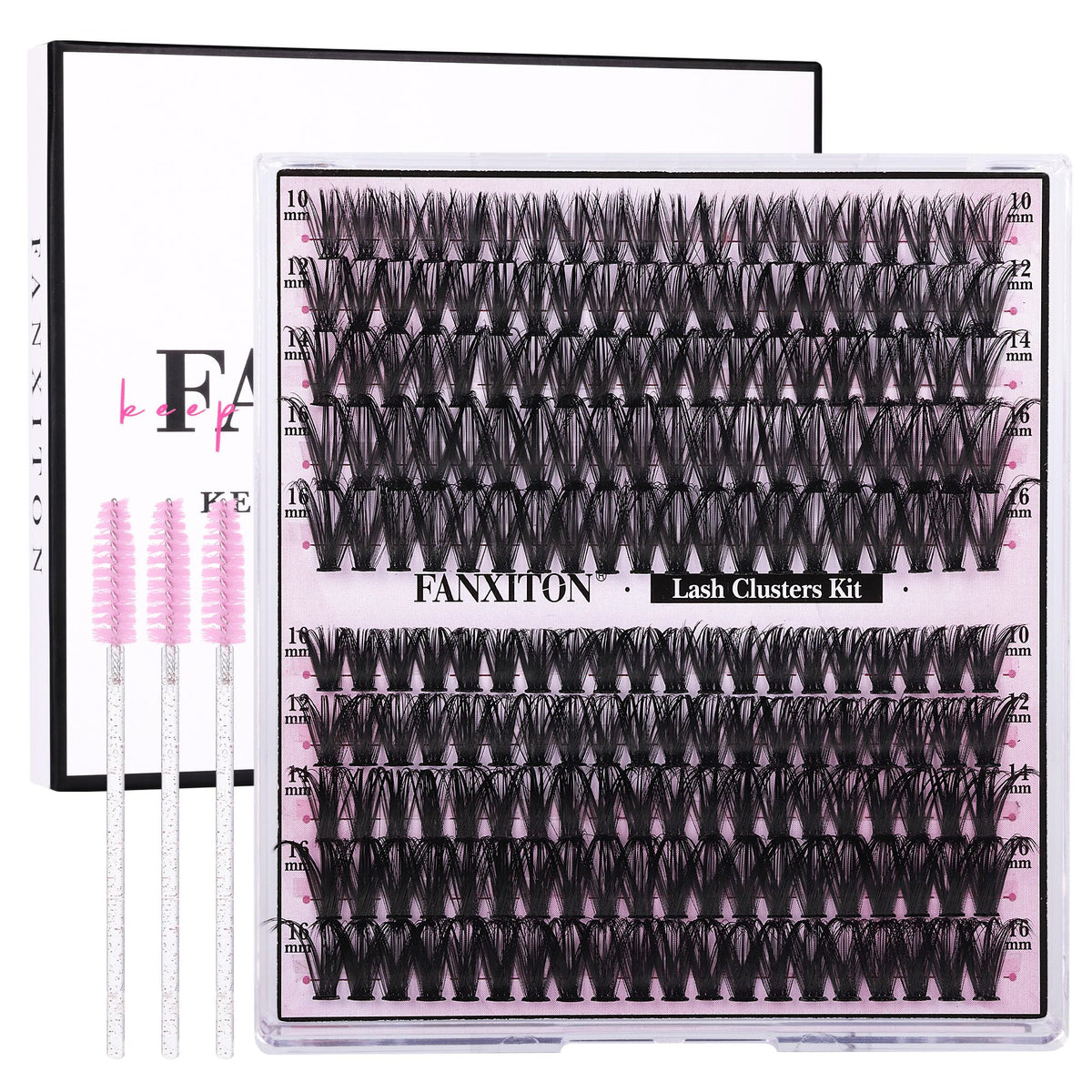 FANXITON Natural Wispy Lash Clusters Kit front view with packaging