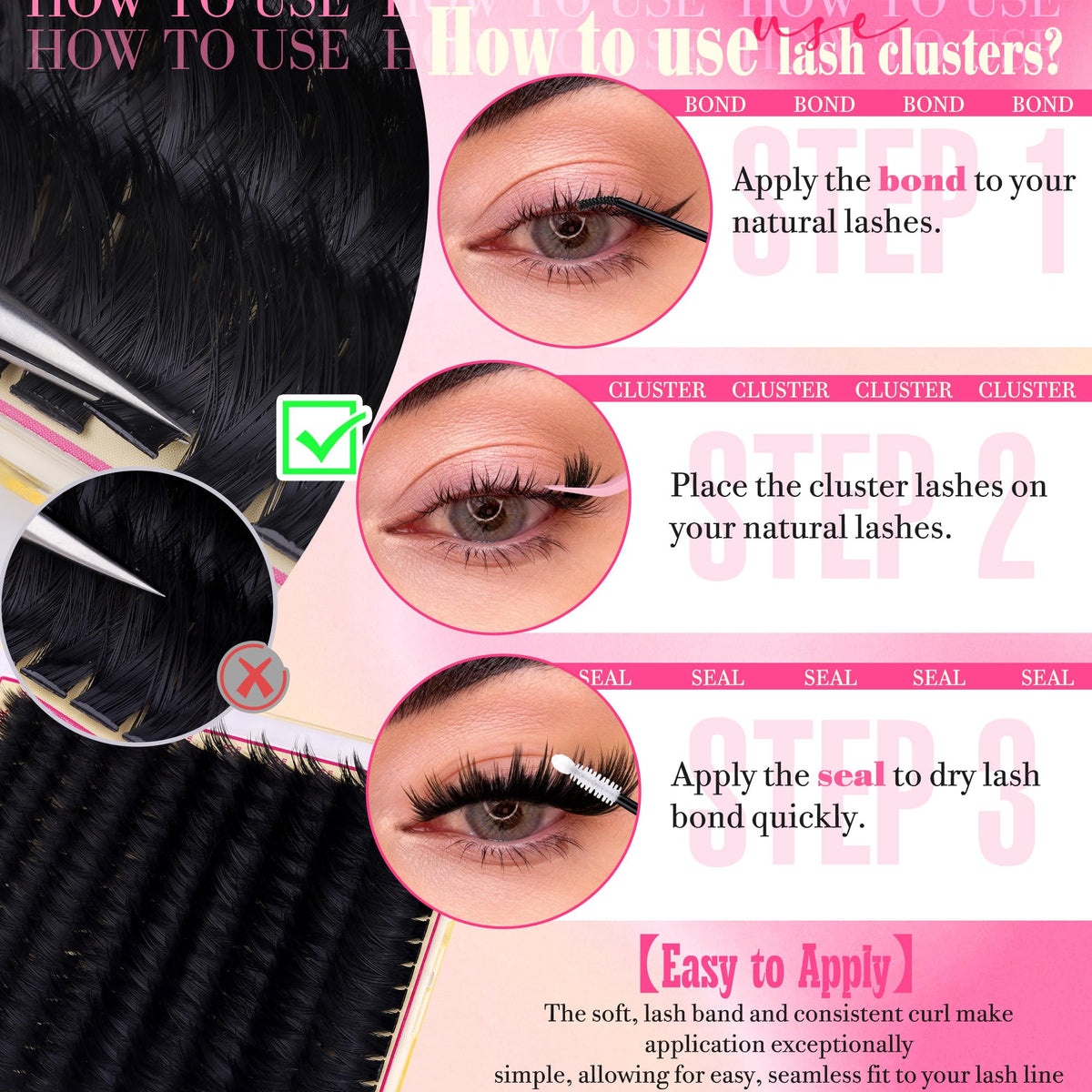 FANXITON Volume Lash Clusters with accessories