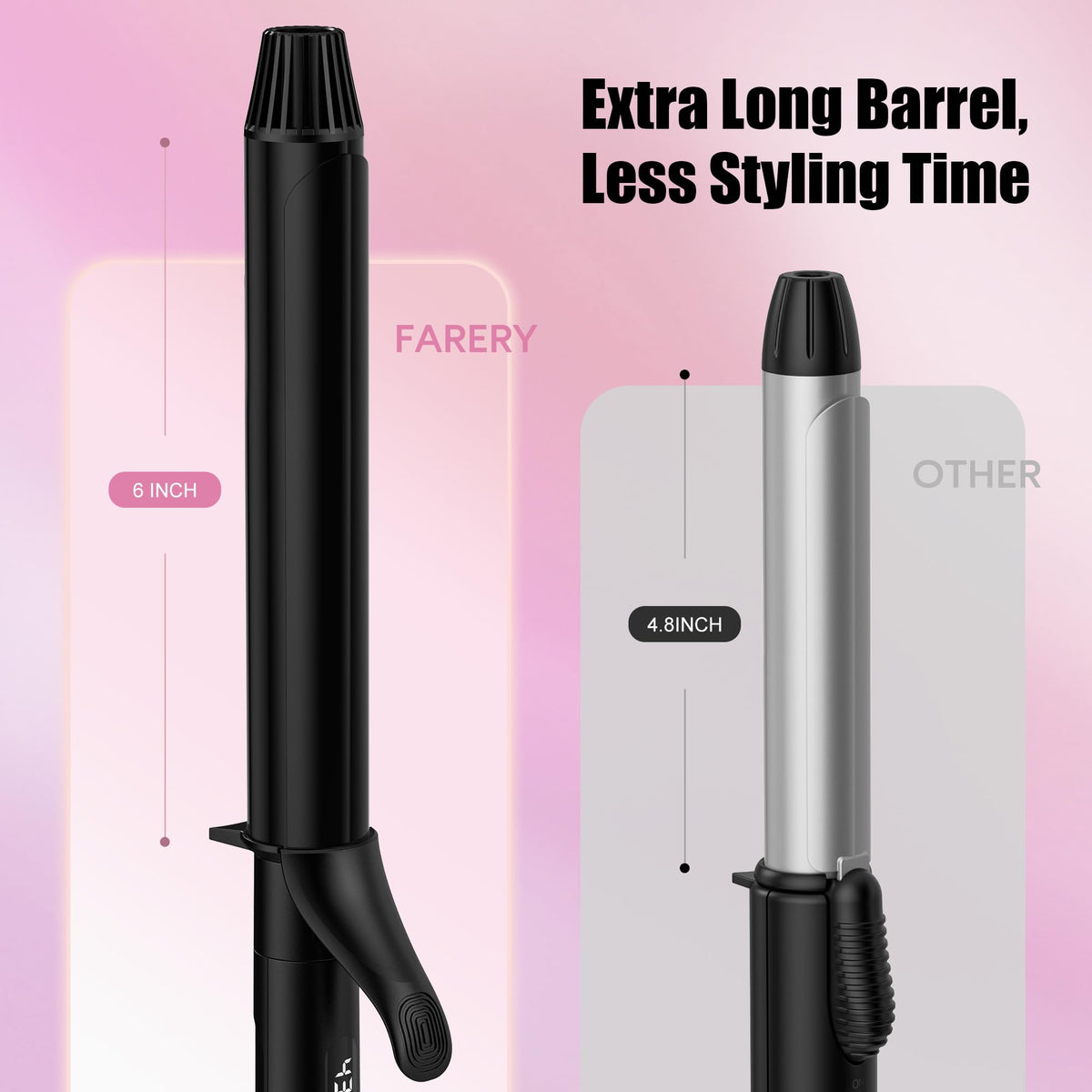 FARERY curling iron showing anti-snag clamp detail