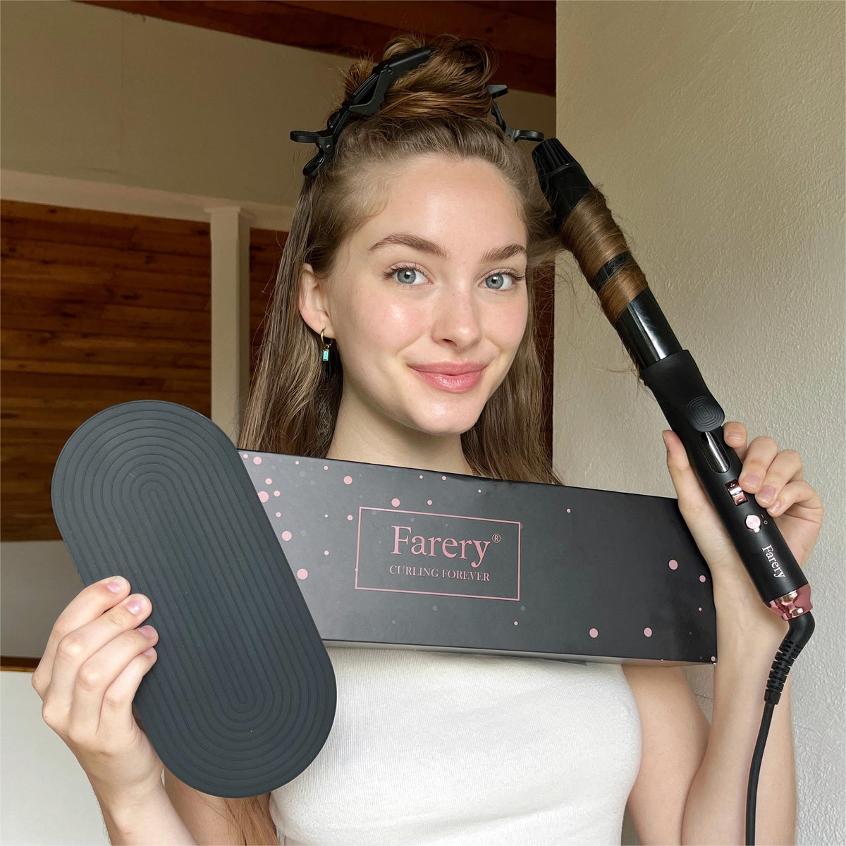 FARERY curling iron with 8.2ft swivel cord