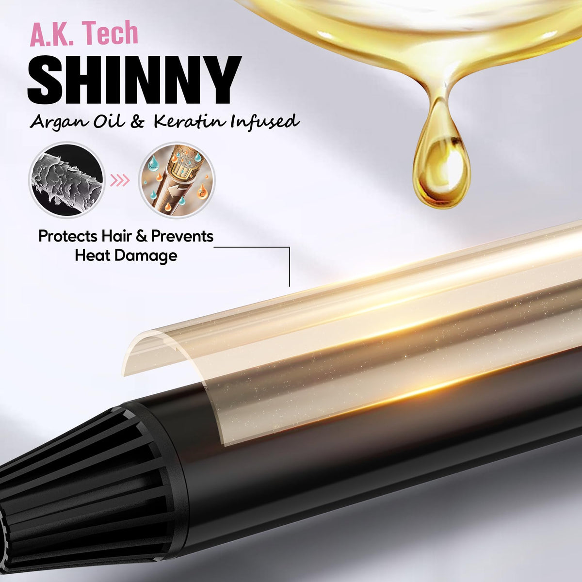 FARERY curling iron with Argan oil and Keratin infused plates