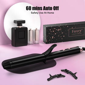 FARERY curling iron with included styling clips and silicone pad