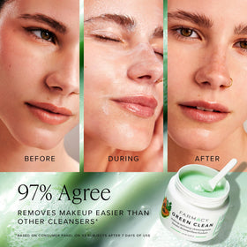 Farmacy Green Clean Makeup Remover Balm packaging with ingredients