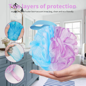 Farmoga Bath Loofah Sponge in use during shower