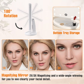 FASCINATE Trifold Vanity Mirror in a well-lit room during makeup application