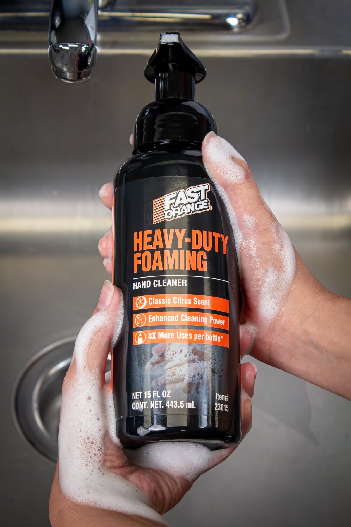 Fast Orange Foaming Hand Cleaner pump dispensing foam