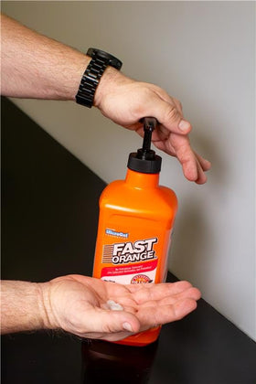 Fast Orange Pumice Lotion 48 Oz packaging with instructions and ingredients