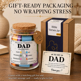 Father reading a scripture note from SOUTHLISA Bible verse jar