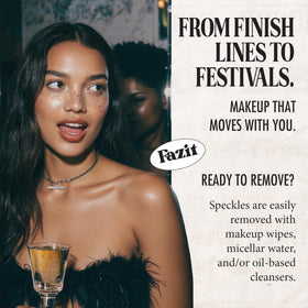 Fazit Glitter Freckle Makeup Patches on skin with a vibrant glow