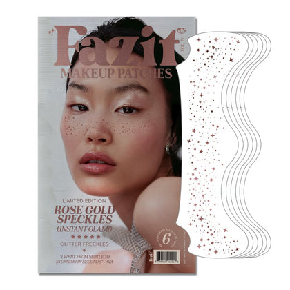 Fazit Glitter Freckle Makeup Patches pack front view with shimmering speckles