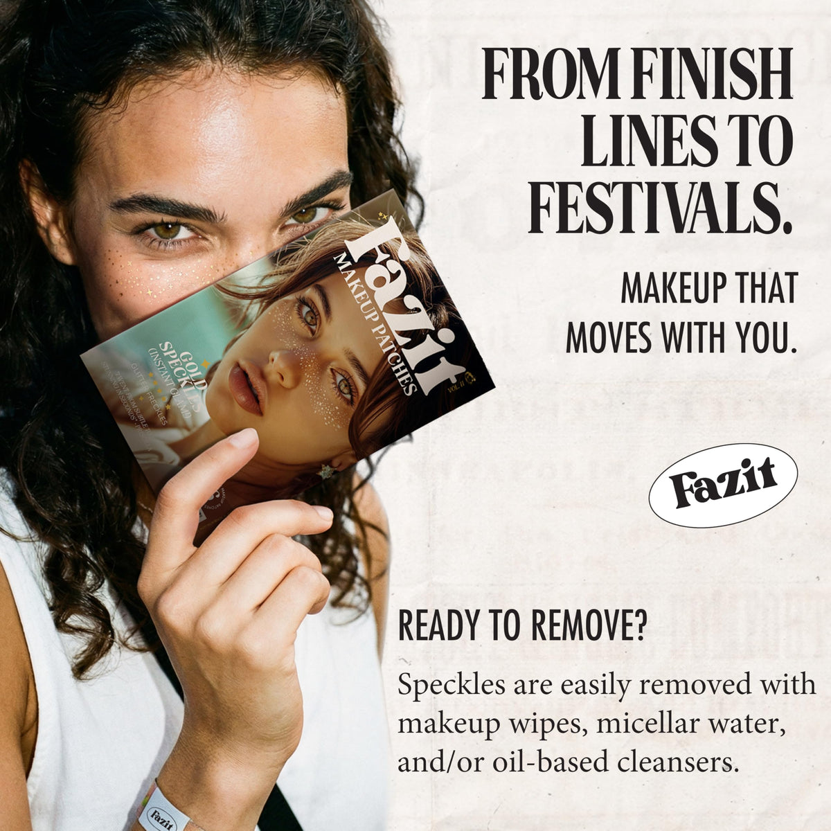 Fazit Glitter Freckle Makeup Patches with micellar water for removal
