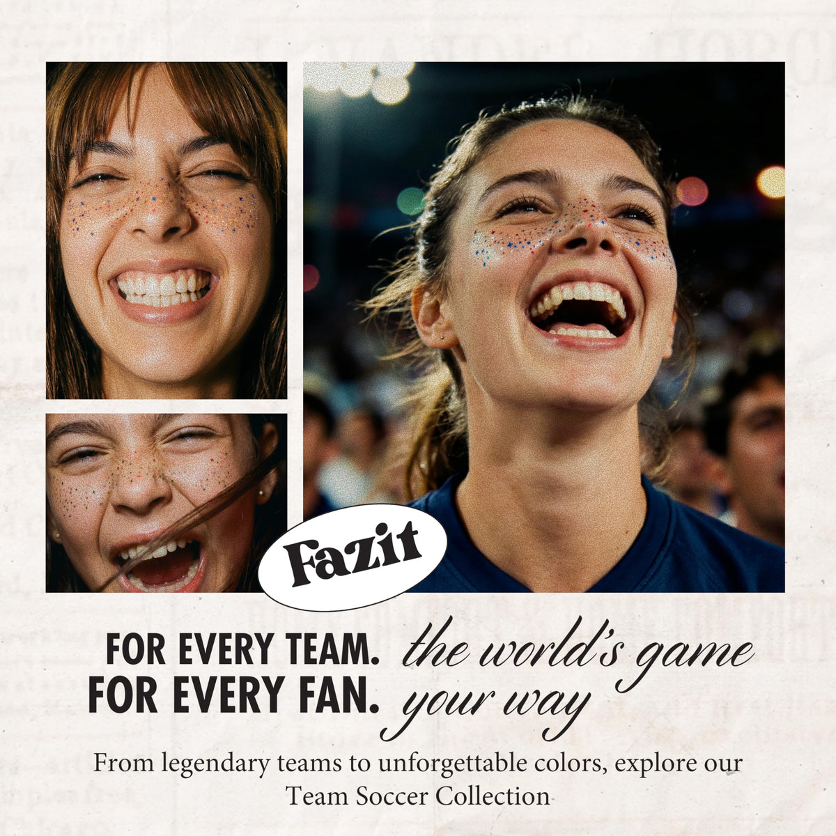 Fazit Soccer Glitter Makeup Patches in a festive setting