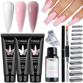 Fcozpjk Poly Gel Nail Kit with three gel colours and tools