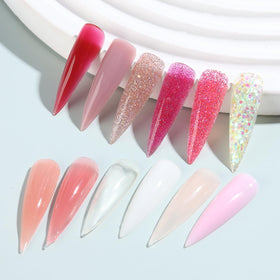 Fcozpjk Poly Nail Gel Kit with glittery gels displayed