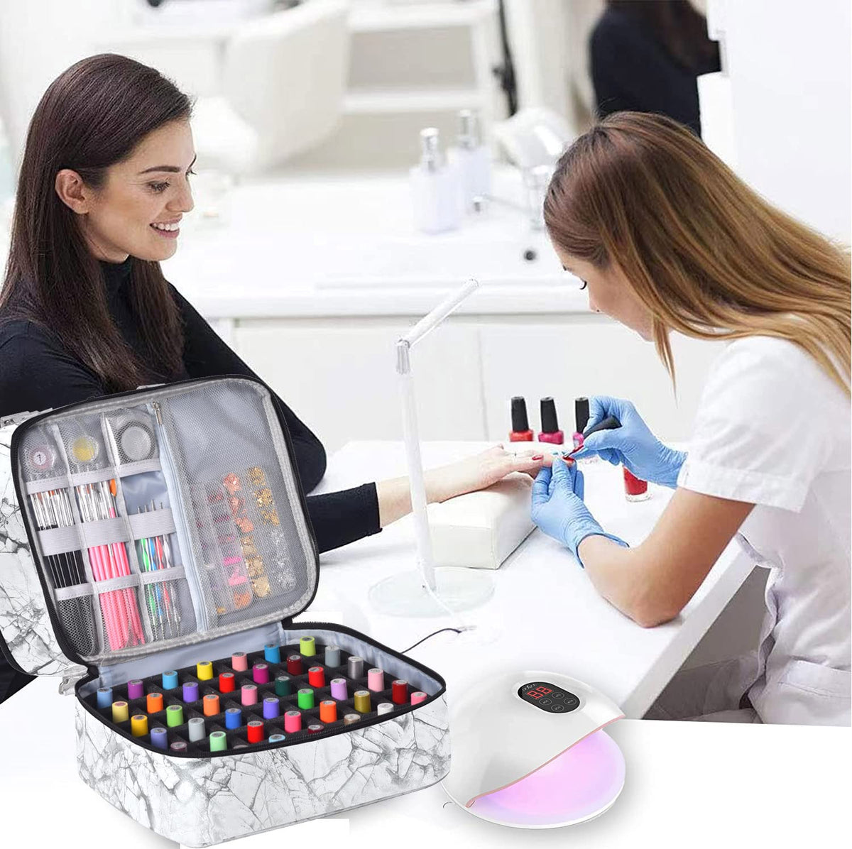 FCQQYWZ Nail Polish Organizer Case texture close-up