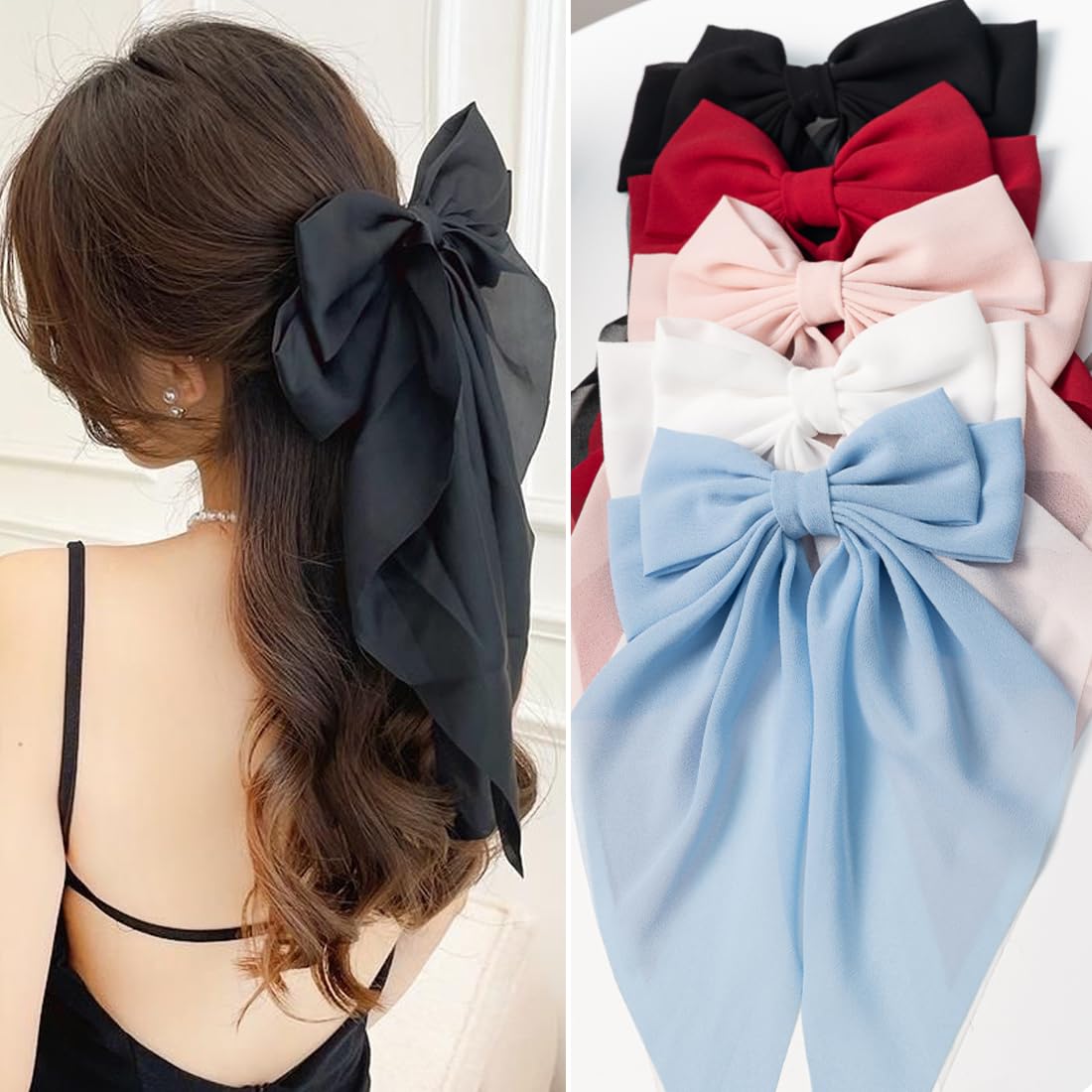 FDBJulyy 5 PCS big bow clips in various colours