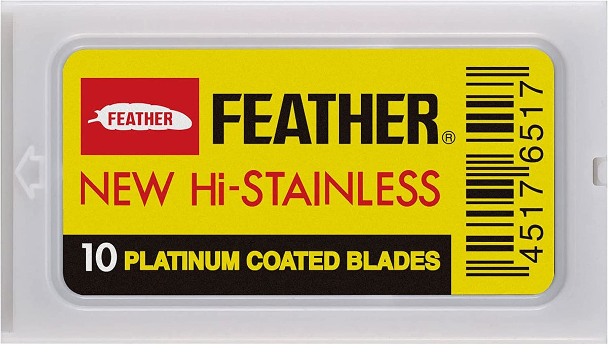 Feather Double Edge Razor Blades in use on skin