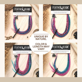 Feather Headz 21 Hot Pink & Turquoise Hair Extensions in packaging
