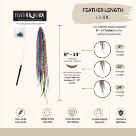 Feather Headz 21 Rainbow Grizzly Hair Extensions in vibrant colours