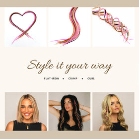 Feather Headz 9”-14” hair extensions displayed with micro-link beads