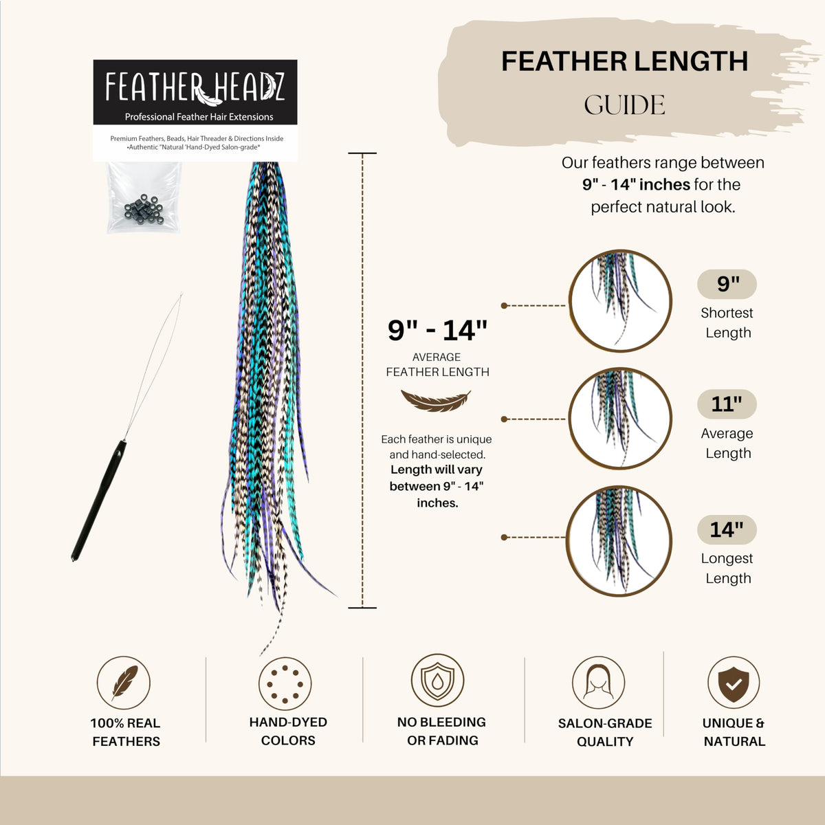 Feather Headz Grizzly Hair Extensions displayed in packaging